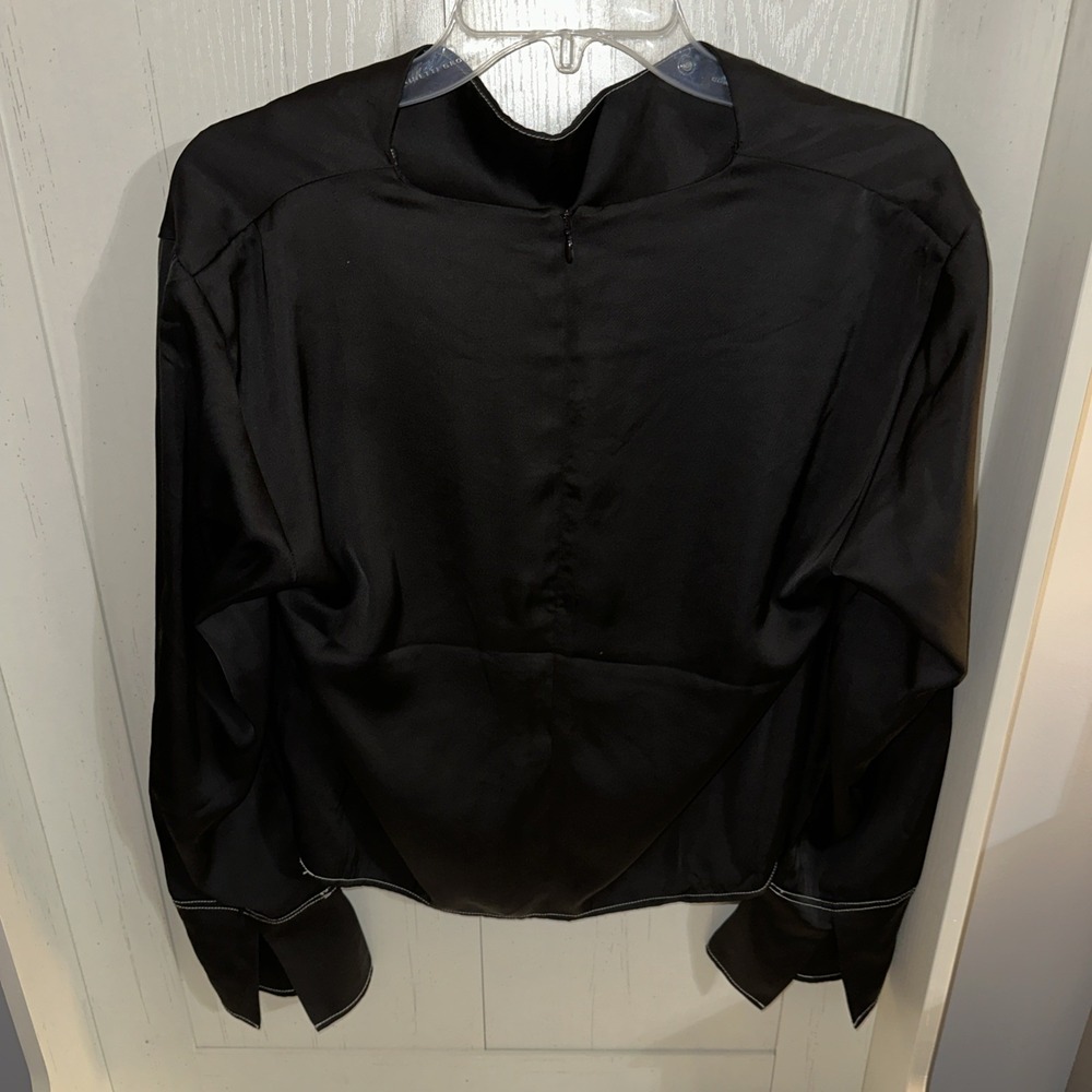 H&M Womens Long Sleeve Shirt Viscose Size Medium Black